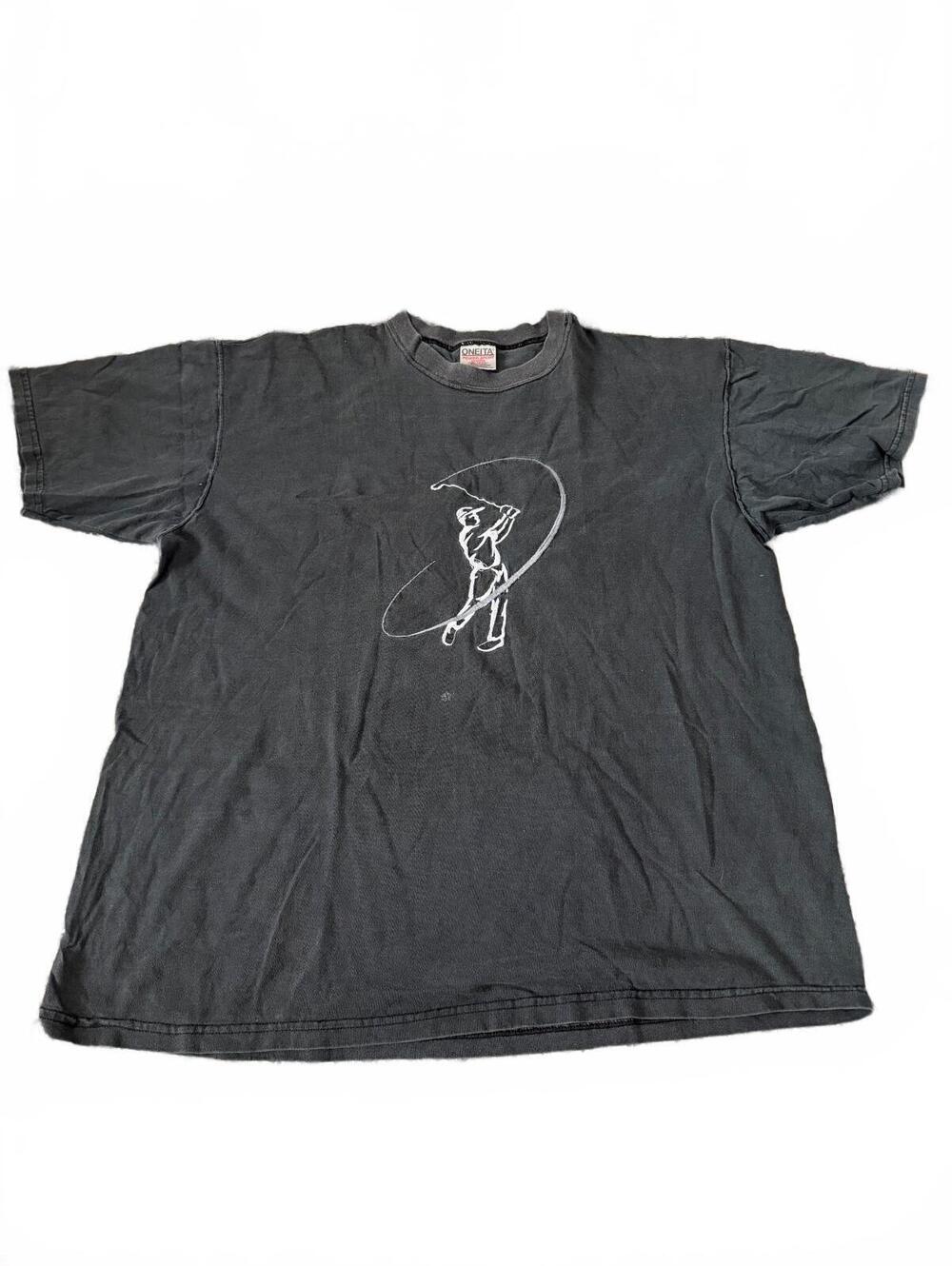 ONEITA Power-Sport Vintage Black Golf T-Shirt XL Pre-Shrunk Cotton
